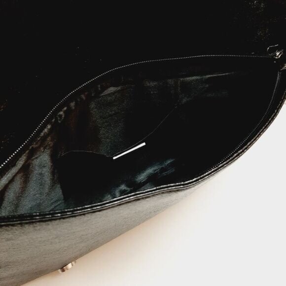 CALL IT SPRING Folded Clutch Textured Pleats Black Vegan Leather - Picture 11 of 14